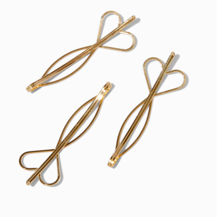 Gold-tone Open Heart Hair Pins - 3 Pack,