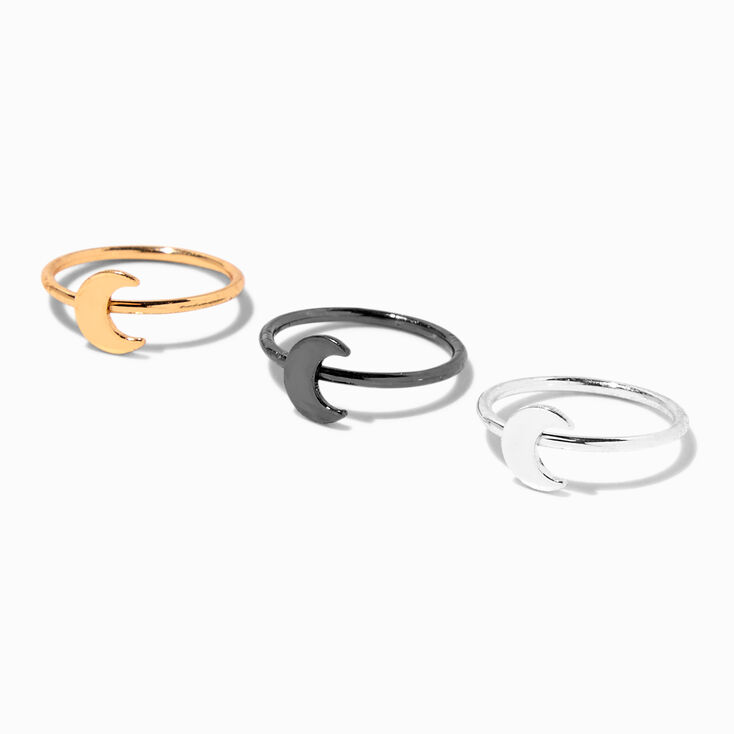 Mixed Metal Crescent Moon Midi Rings - 3 Pack,