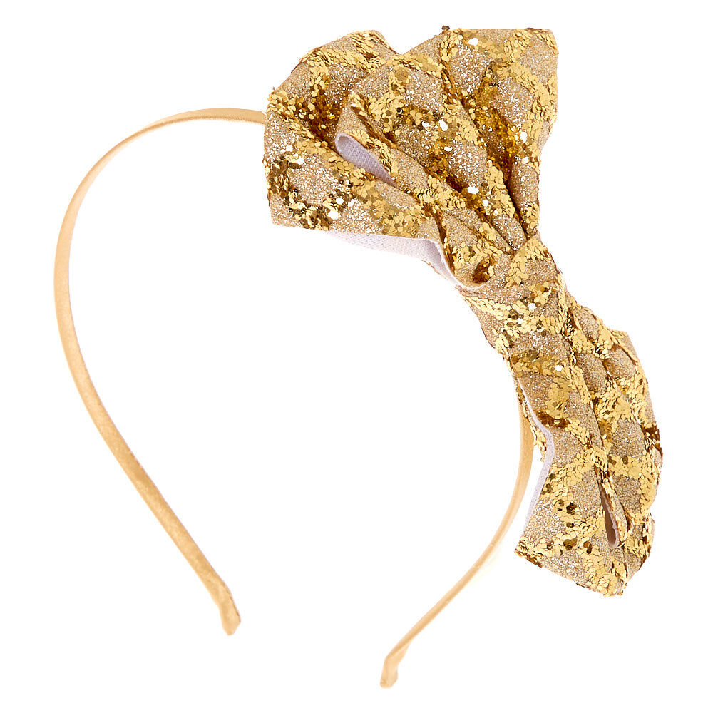 Gold headband with bow discount