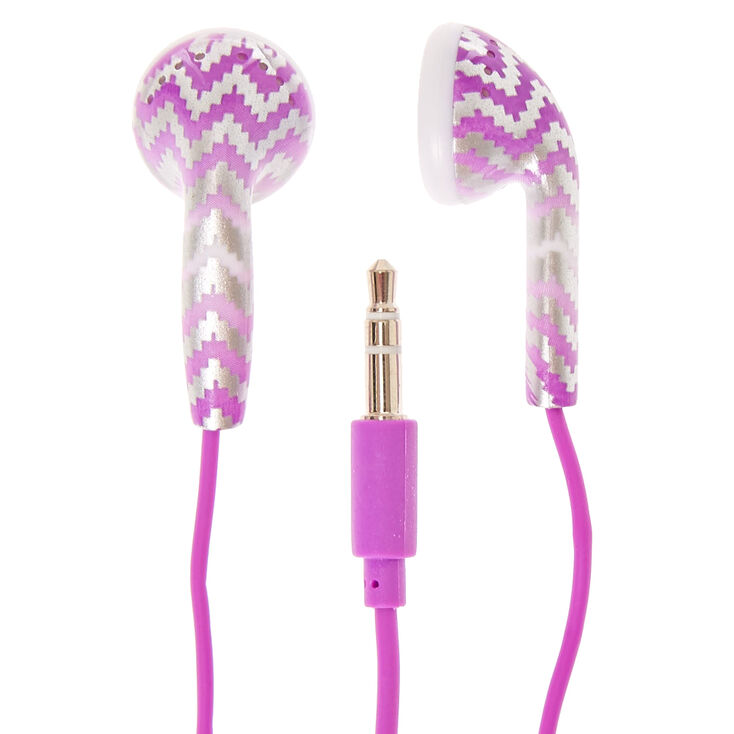 Purple Chevron Earphones,