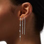 Silver-tone Cup Chain Pearl Earring Stackables Set - 3 Pack,