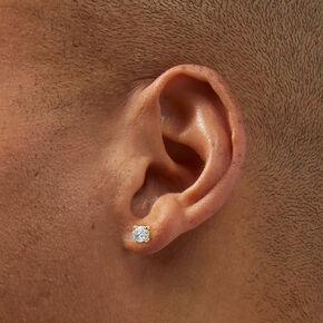18k Rose Gold Plated 5mm Cubic Zirconia Basket Stud Earrings,