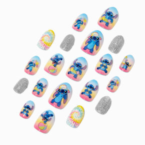 Disney Stitch Claire&#39;s Exclusive Summer Press On Faux Nail Set - 20 Pack,