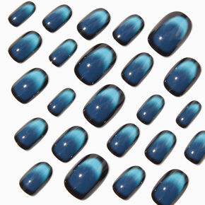 Blue &amp; Black Ombr&eacute; Medium Oval Vegan Faux Nail Set - 24 Pack,