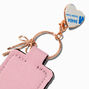 Rose Gold-tone Heart &amp; Bow Pink Lip Balm Holder Sticker Charm,
