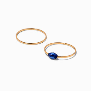 Blue Faceted Stone Gold-tone Ring Stack - 2 Pack,