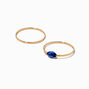 Blue Faceted Stone Gold-tone Ring Stack - 2 Pack,