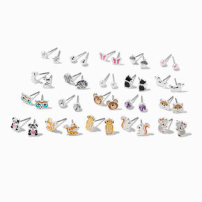 Clous d&rsquo;oreilles mini animaux - Lot de 20,