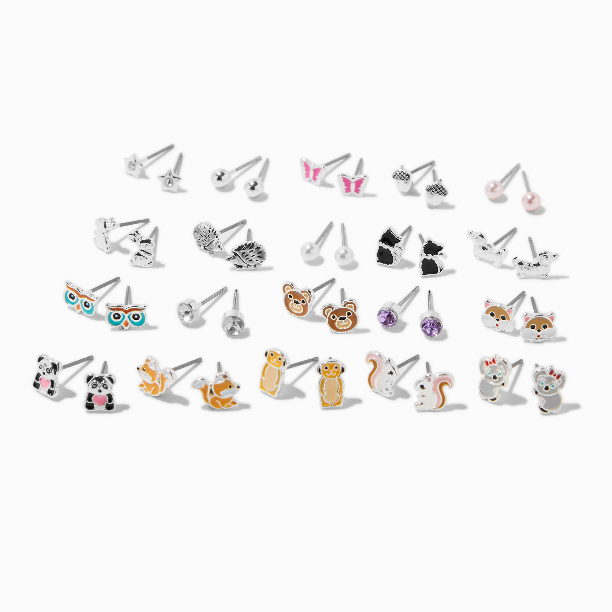 View Claires Tiny Critters Stud Earrings 20 Pack Silver information