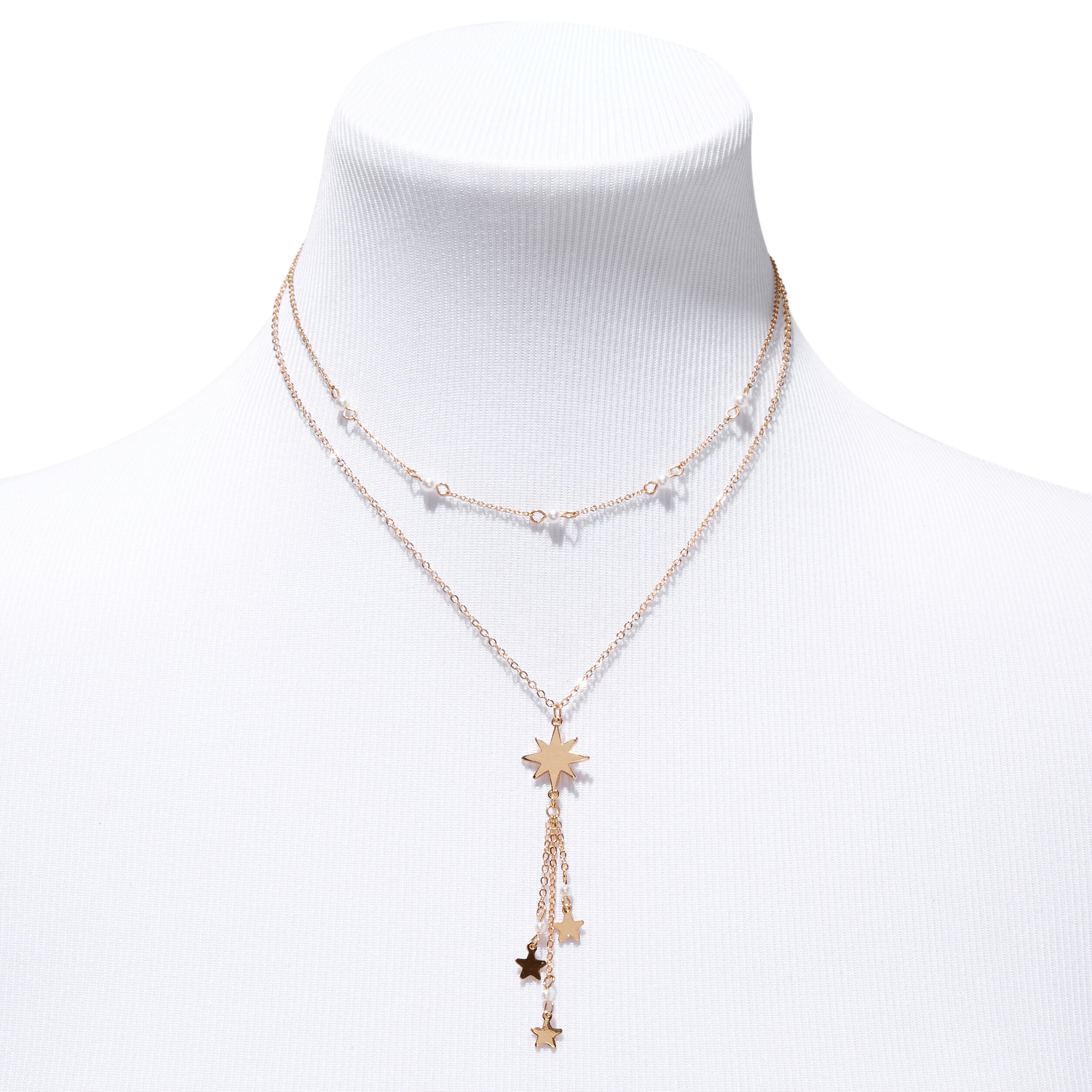 Gold-tone Starburst Multi Strand Necklace,