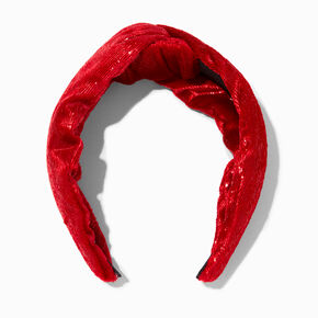 Red Liquid Velvet Knotted Headband,