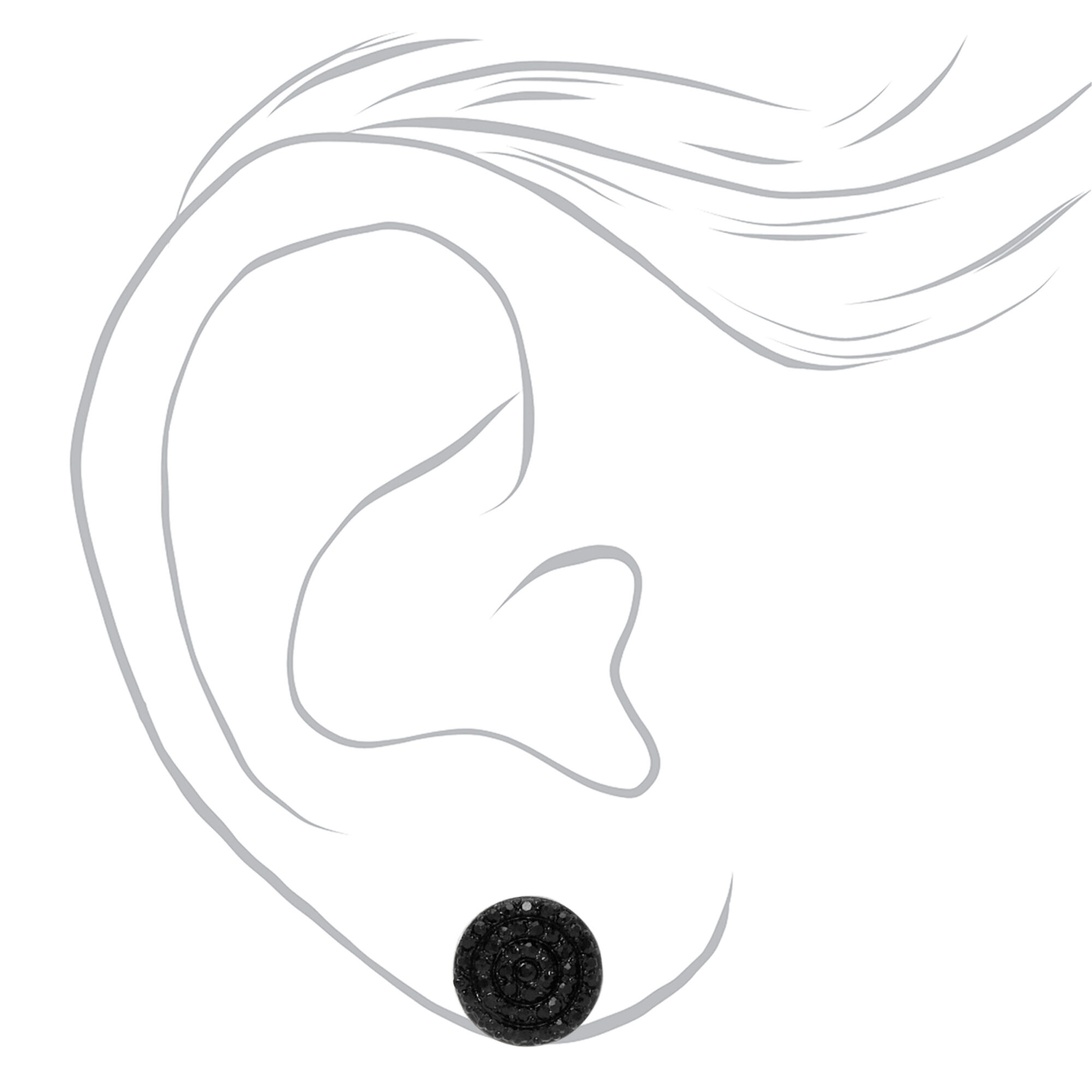 Black Pave Rhinestone Stud Earrings,
