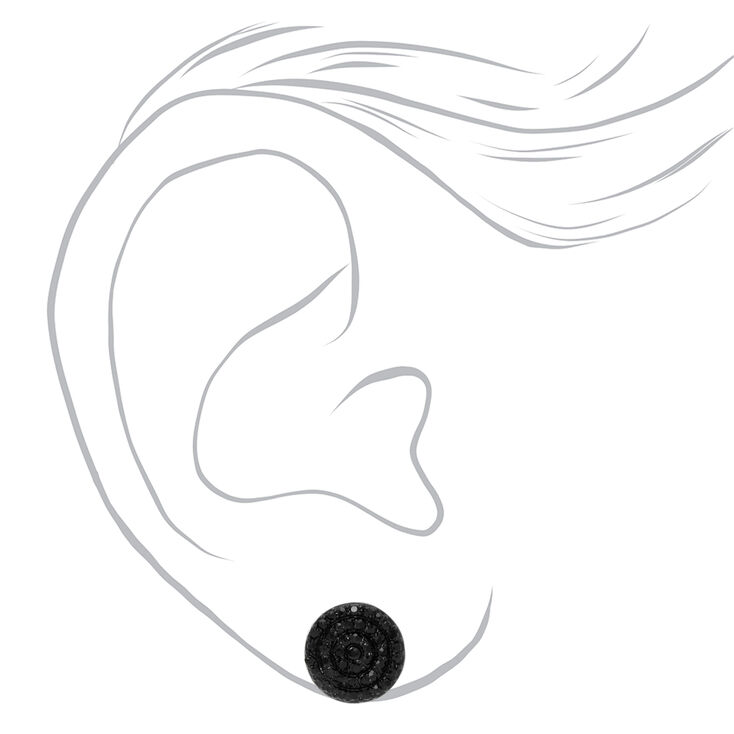 Black Pave Rhinestone Stud Earrings,
