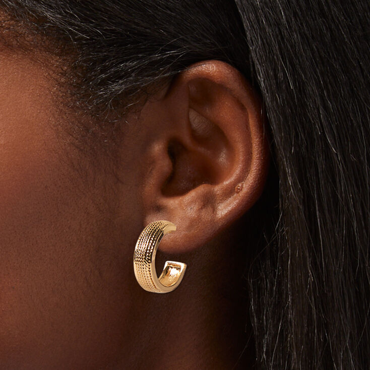 Gold-tone Tire Print 20mm Hoop Earrings,