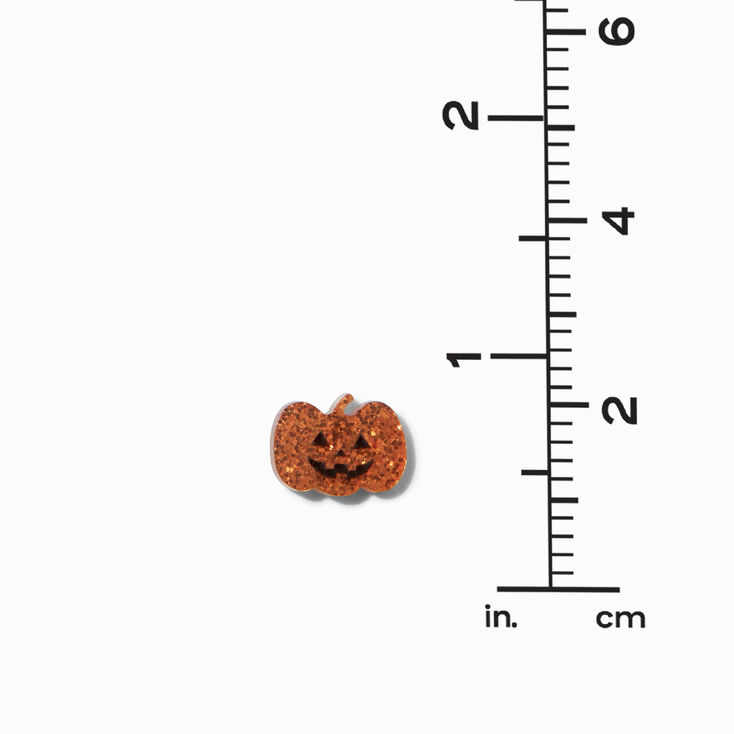 Glitter Jack-o-Lantern Stud Earrings,
