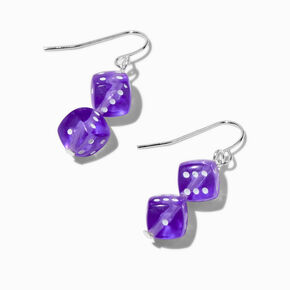 Purple Stacked Dice 1&#39;&#39; Drop Earrings,