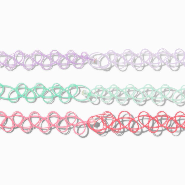 Pastel Ombr&eacute; Tattoo Choker Necklaces - 3 Pack,