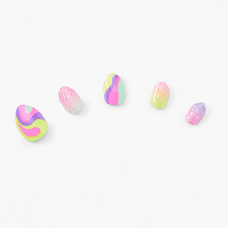 Glitter Rainbow Lava Stiletto Press On Vegan Faux Nail Set &#40;24 pack&#41;,