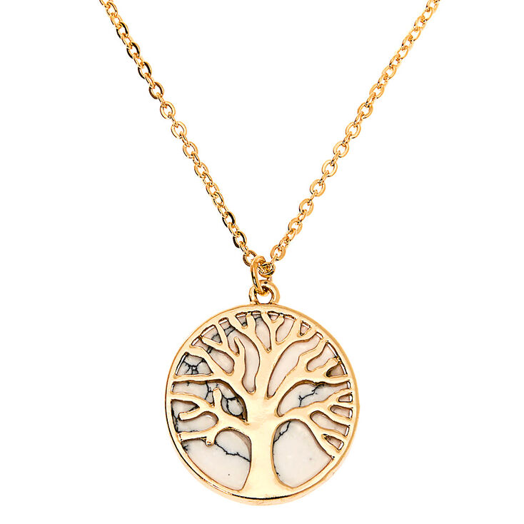 Claire's Collier à pendentif arbre effet marbré couleur doré