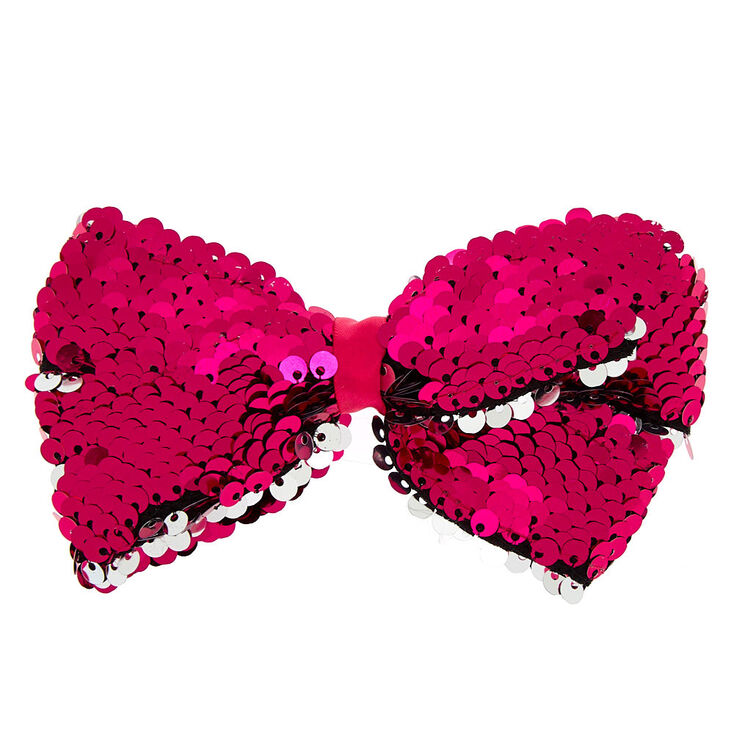 Claire&#39;s Club Reversible Sequins Hair Bow - Pink,