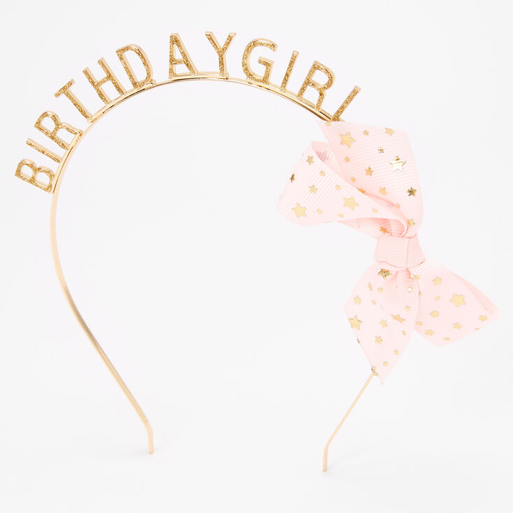 Claire's Club Gold Glitter Birthday Girl Headband