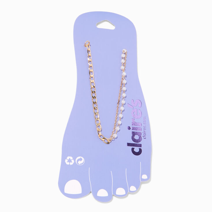 Gold Half Pearl Chain Anklet,