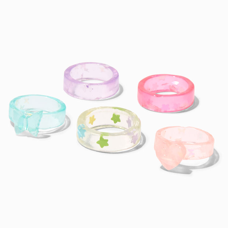 Claire&#39;s Club Rainbow Acrylic Rings - 5 Pack,