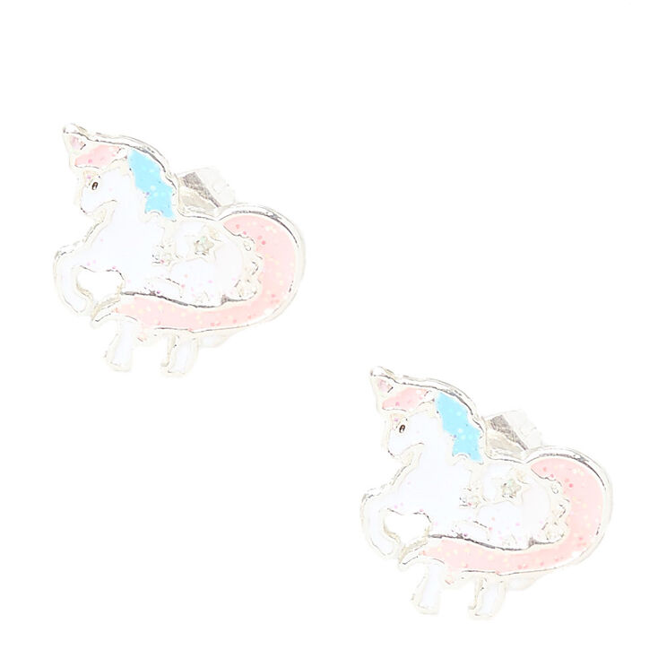 Claire's Boucles d'oreilles licorne à paillettes pastel