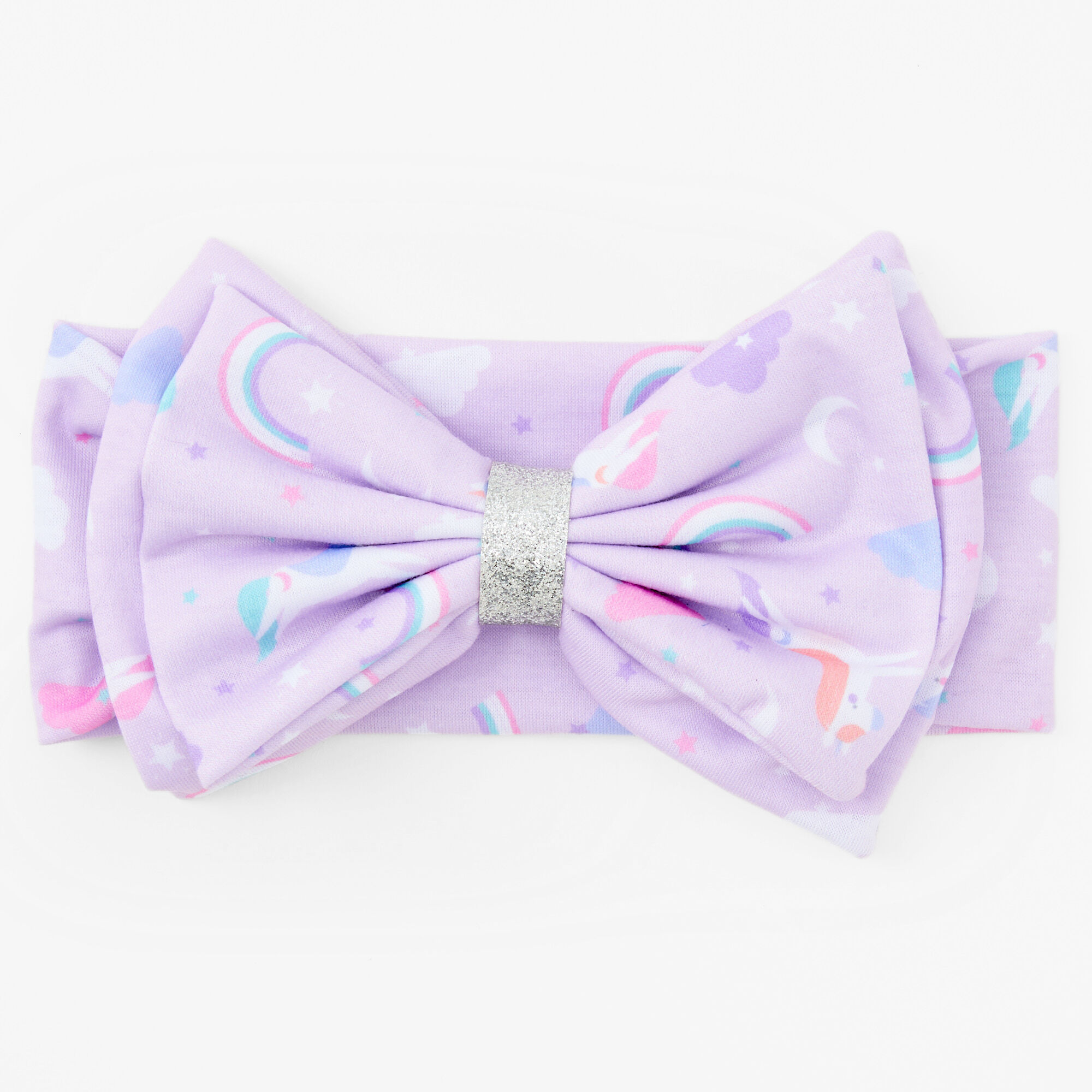 Claire's Club Unicorns & Rainbows Bow Headwrap - Purple,