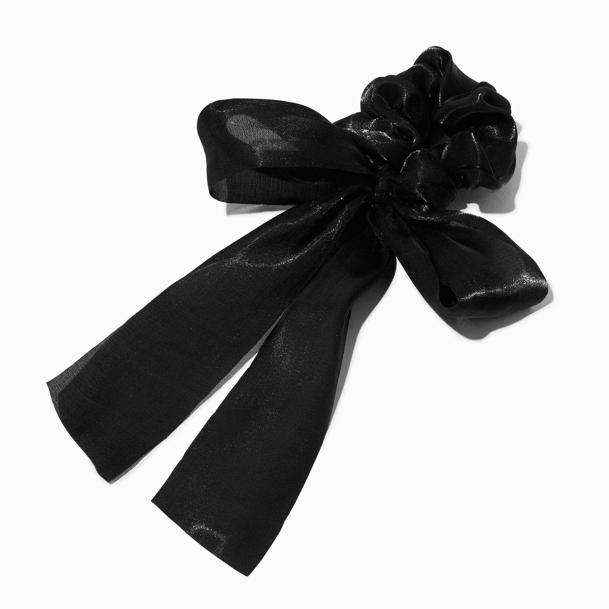 View Claires Sheer Bow Hair Scrunchie Black information