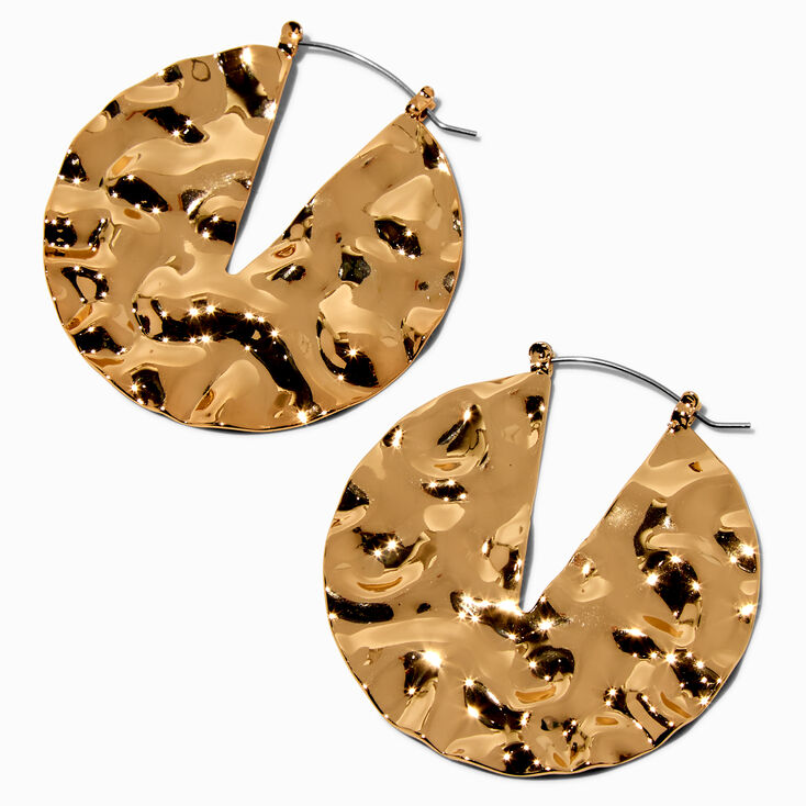 Gold-tone Crinkle Hoop Earrings,