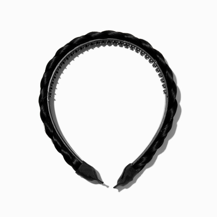 Black Faux Hair Braided Headband,