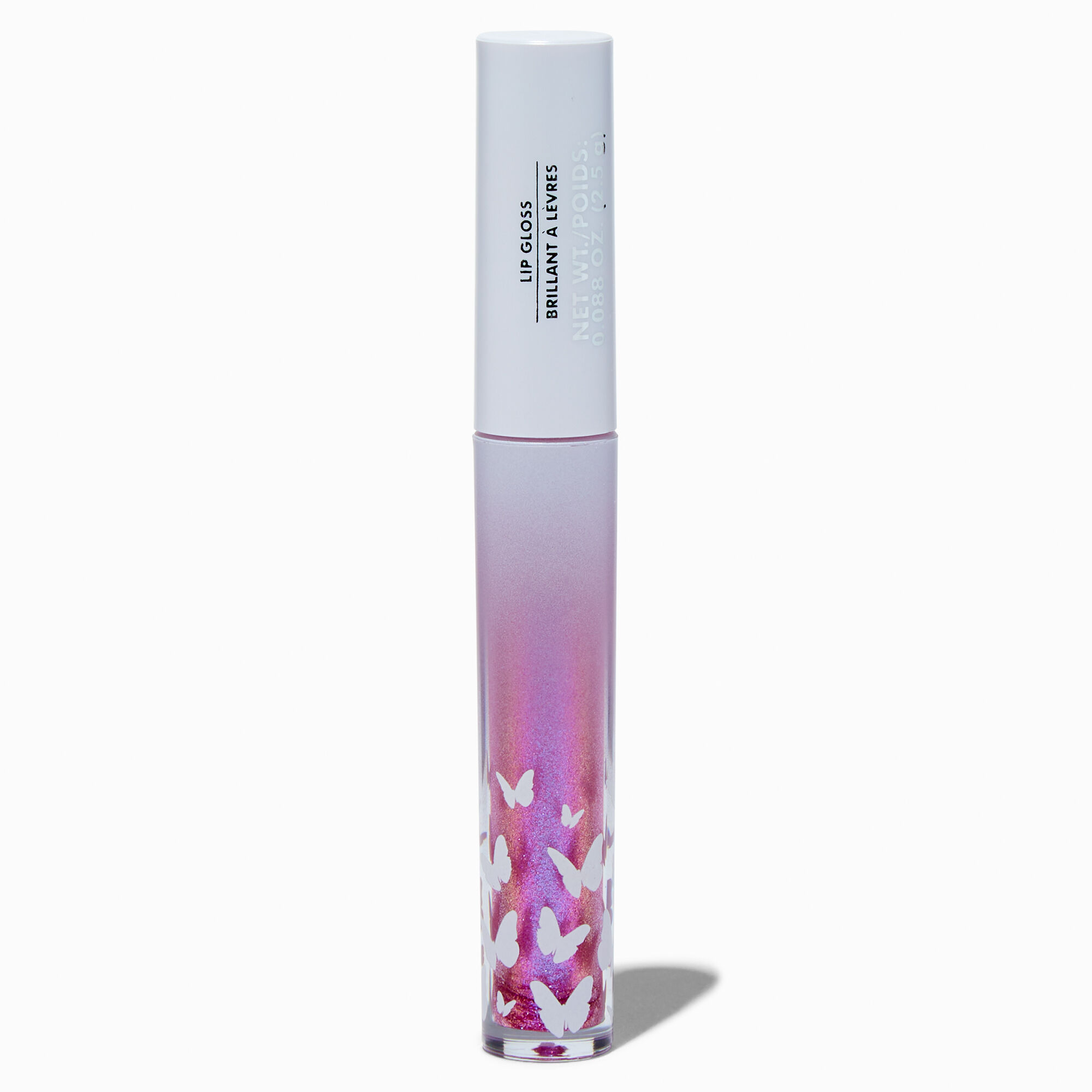 View Claires Shimmer Butterfly Lip Gloss Wand Lilac information