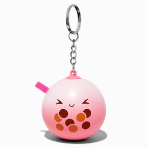 Pink Bubble Tea Stress Ball Keychain,