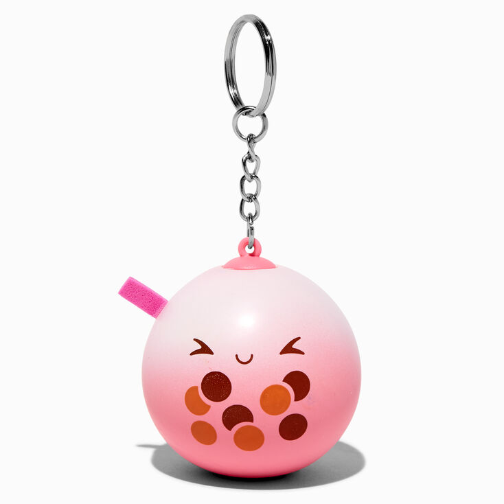 Pink Bubble Tea Stress Ball Keychain,