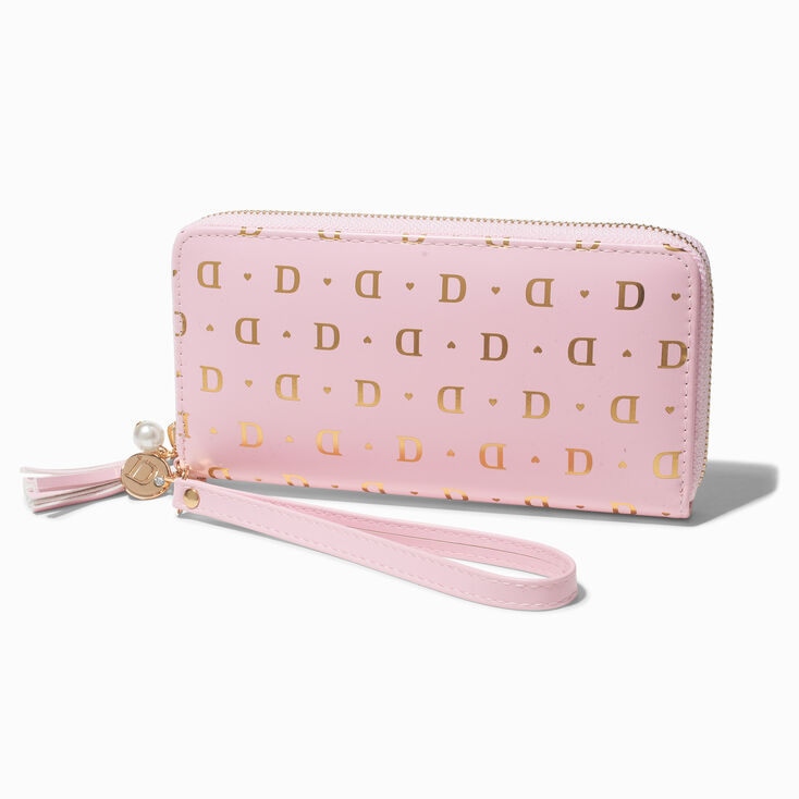 Golden Initial Wristlet Wallet - D