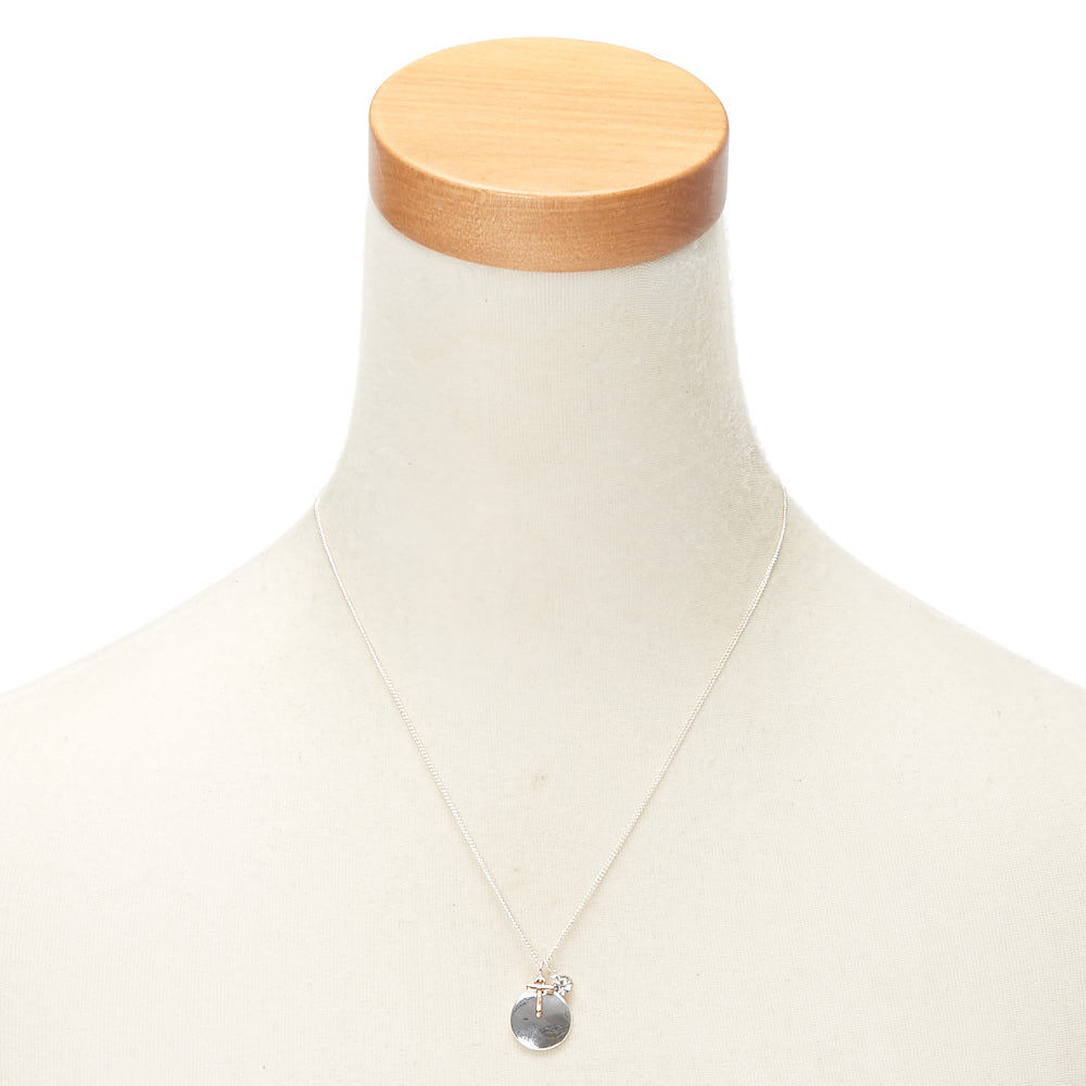 Collier à pendentif breloque à initiale T en métaux mixtes,