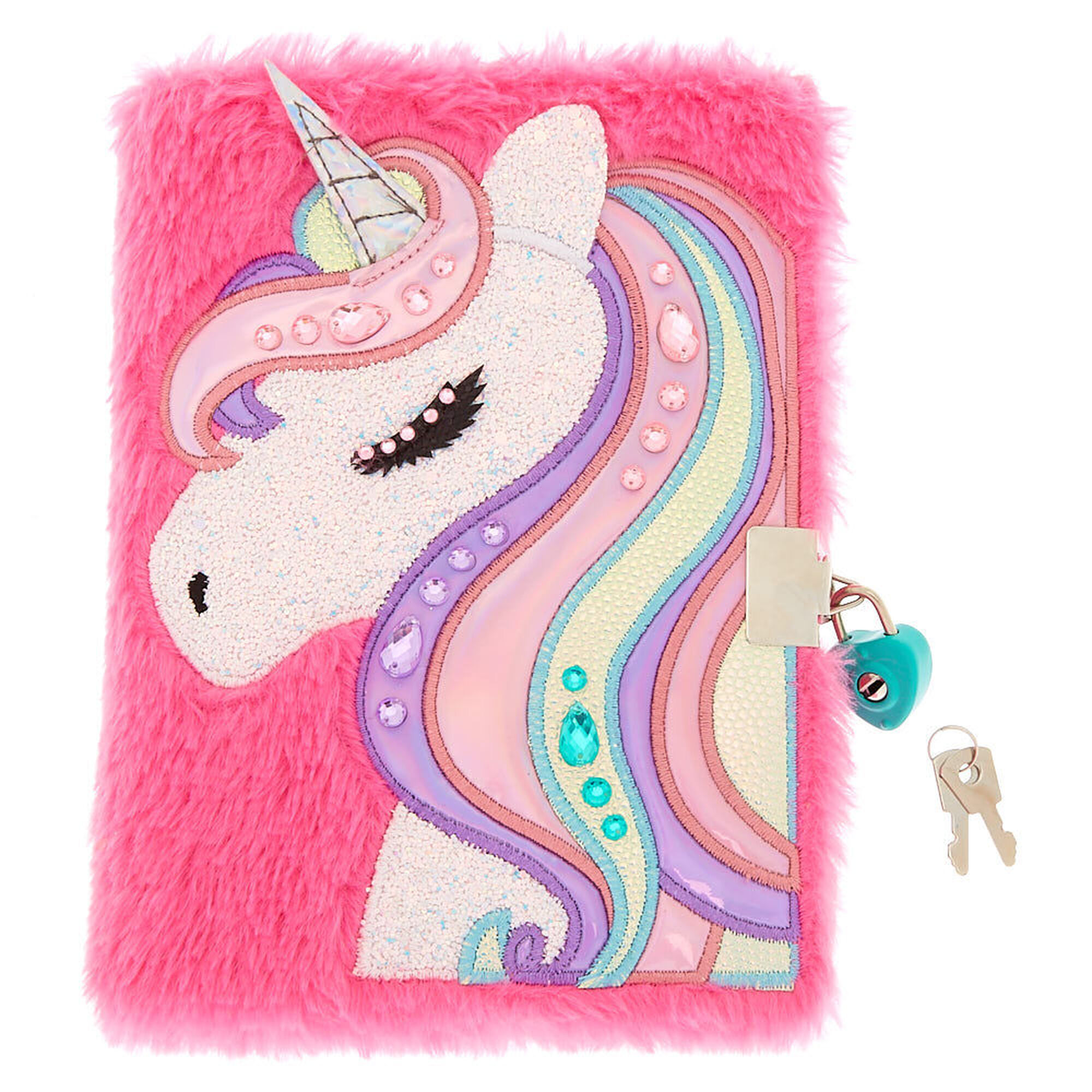 Miss Glitter The Unicorn Plush Lock Diary Pink Claire S Us