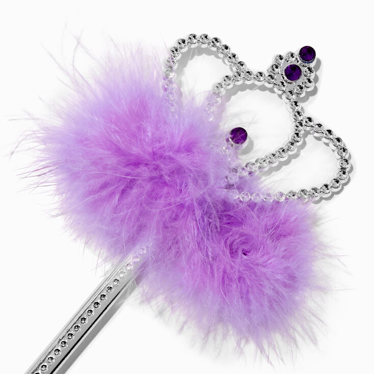 Claire&#39;s Club Crown Purple Marabou Feather Wand,