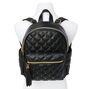Black Faux Leather Gold Pearl Studded Backpack,