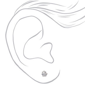 Silver Cubic Zirconia Round Stud Earrings - 3MM, 5MM, 7MM,