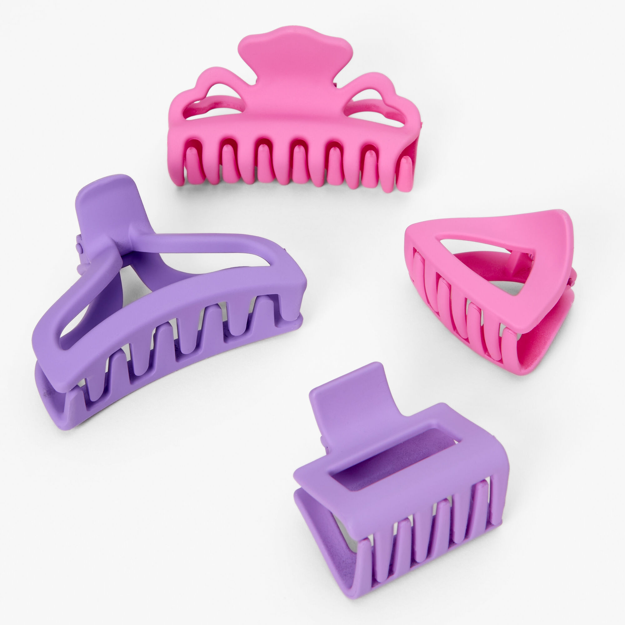 Claire's Pinces à cheveux roses et violettes- Lot de 4