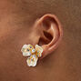 Pearl &amp; Crystal Flower Gold-tone Stud Earrings,