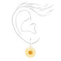 Silver 1&quot; Sunflower Drop Earrings - Yellow,
