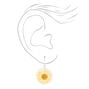 Silver 1&quot; Sunflower Drop Earrings - Yellow,