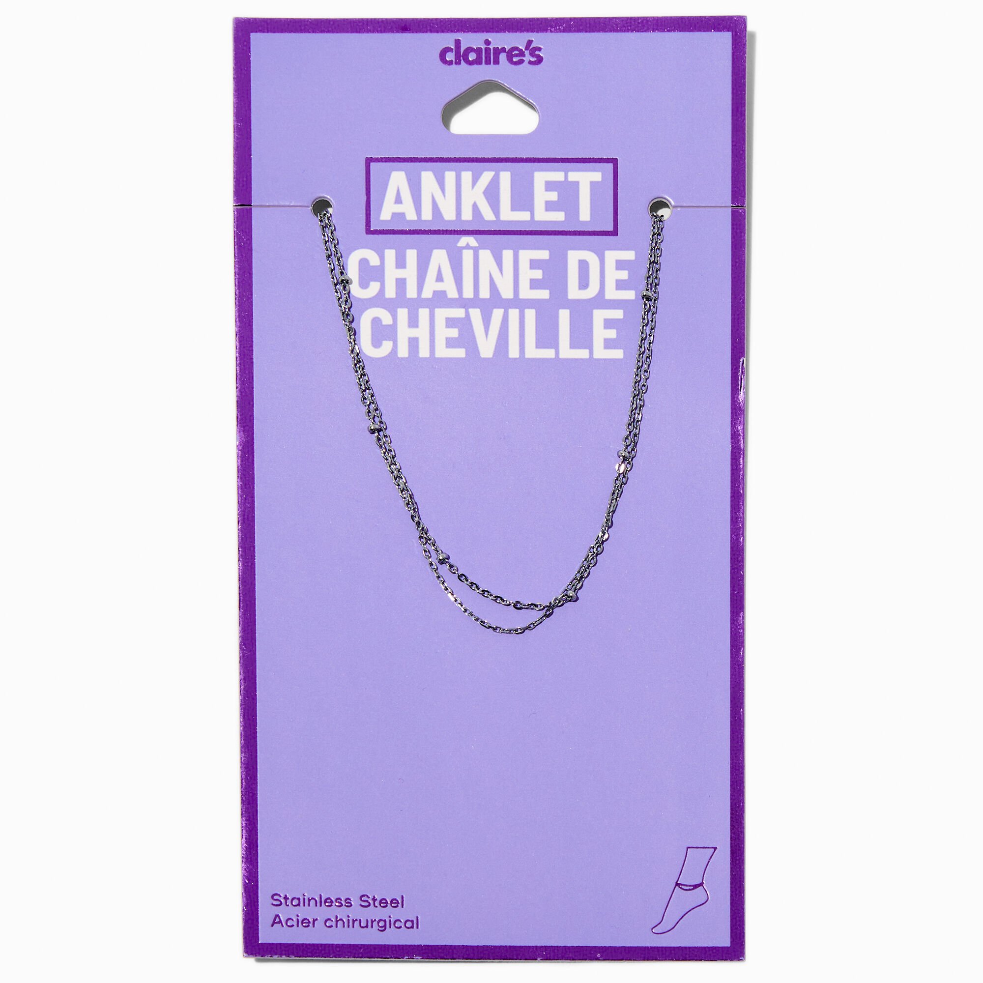Silver-tone Stainless Steel Multi-Strand Ball Chain Anklet,