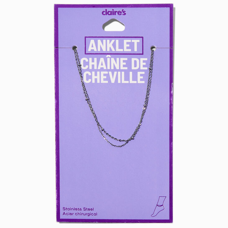Silver-tone Stainless Steel Multi-Strand Ball Chain Anklet,