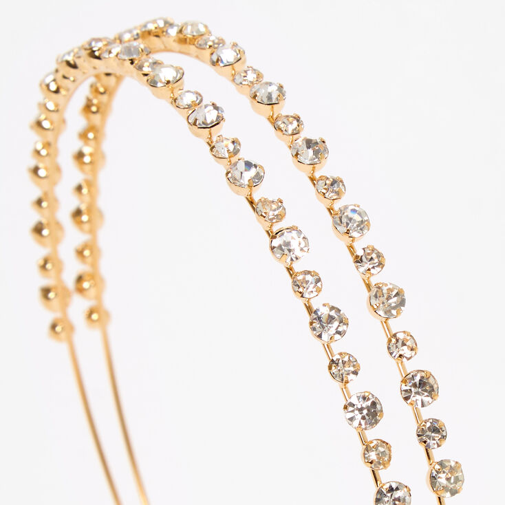 Gold Two Row Rhinestone Headband,