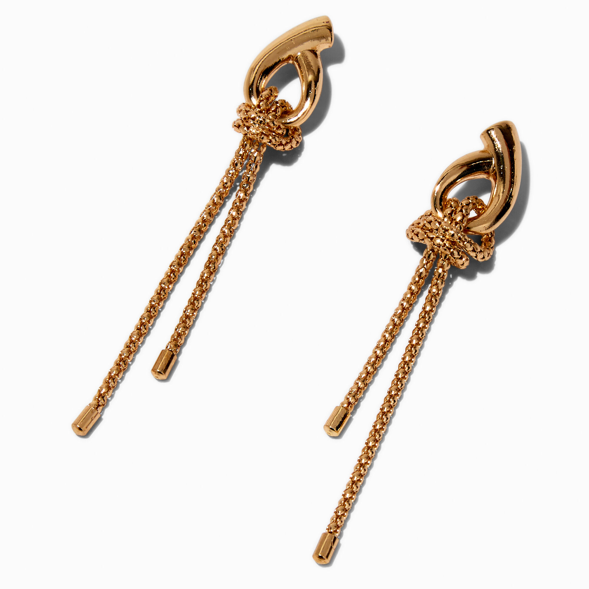 Gold-tone Knotted Chain Drop Earrings,