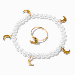 Claire&#39;s Club Gold Moon Pearl Jewelry Set - 3 Pack,